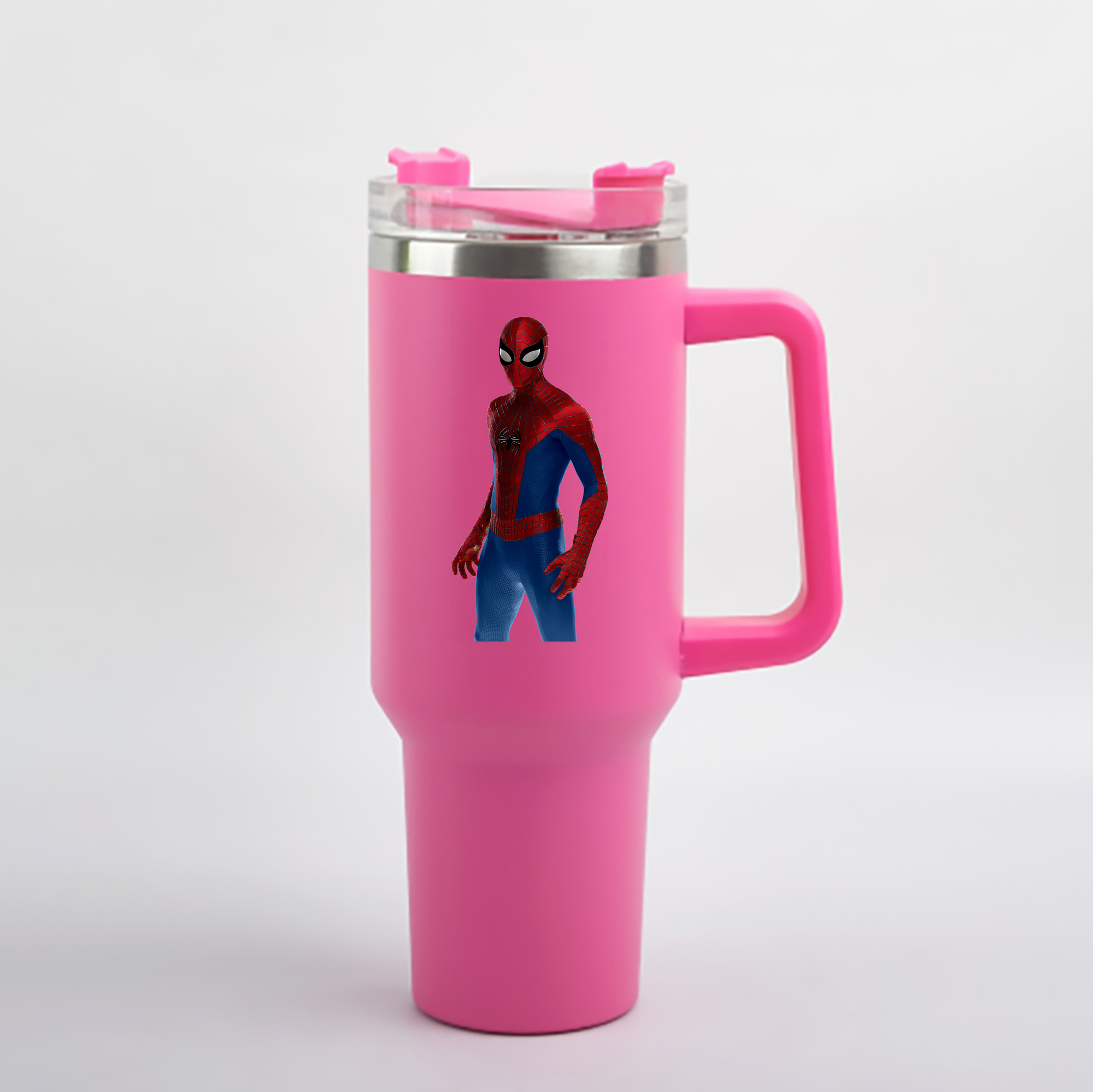 （画像用） Spider Man スパイダーマン 1200mL車用タンブラー - クリスタルステッカー（プラスチックストロー付き）